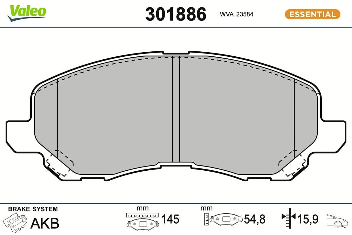 Jogo de 4 pastilhas de travão VALEO ref. 301886